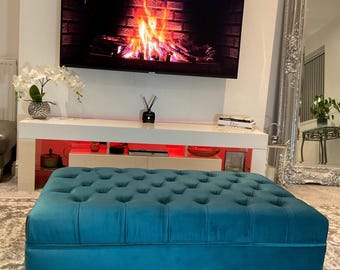 Olivia Large Footstool Coffee table Pouffe Bench chesterfield luxury French Velvet