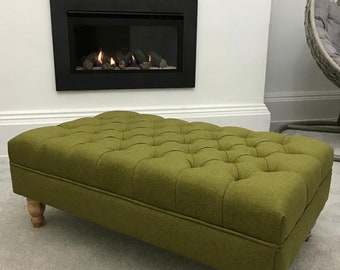 Ararat  Footstool Coffee table Pouffe Bench chesterfield luxury Dumfries Faux wool or Velvet.