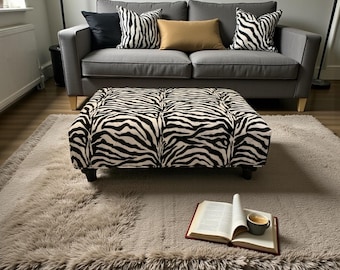 Marty Zebra Animal Print Footstool Coffee Table Bench