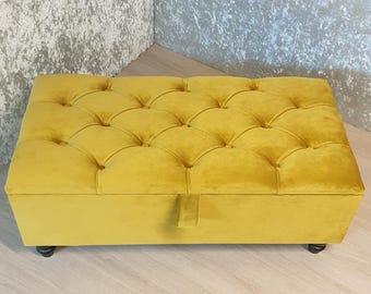 Storage ottoman Footstool Coffee table Pouffe Bench chesterfield declutter living space