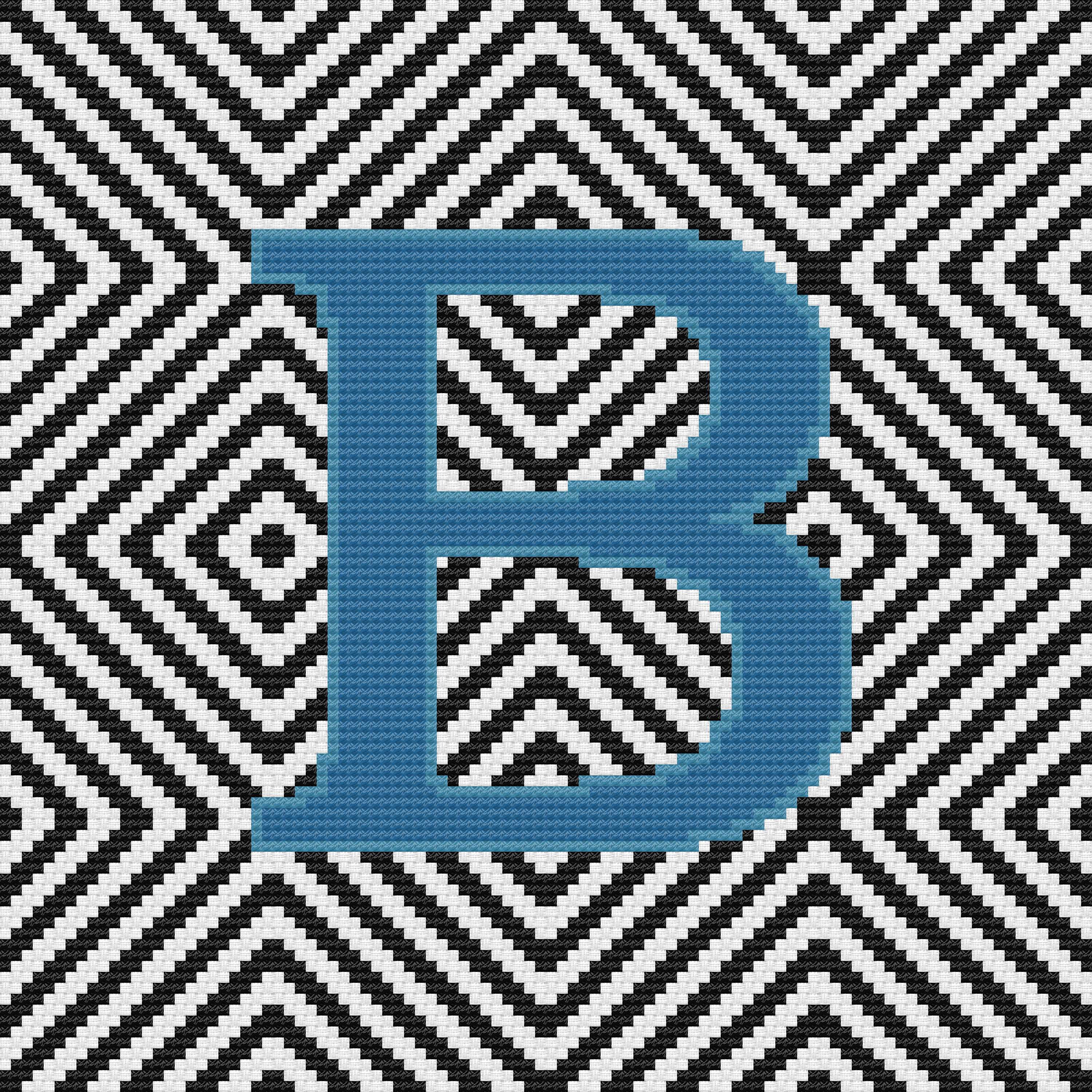 Letter B, Cross Stitch Alphabet Pattern, Teal Blue, Monogram, Modern ...