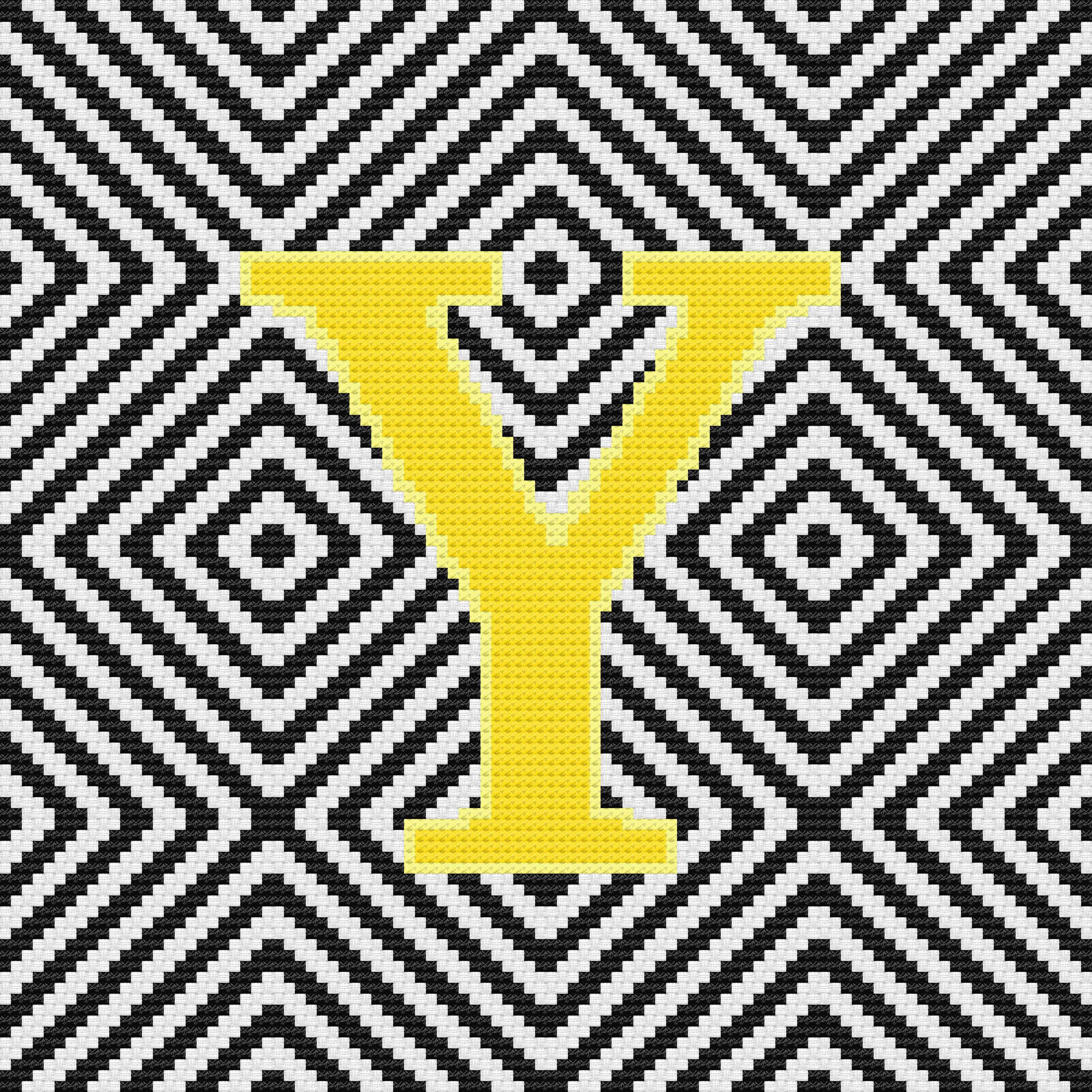 Letter Y, Cross Stitch Alphabet Pattern, Monogram, Modern Decor ...