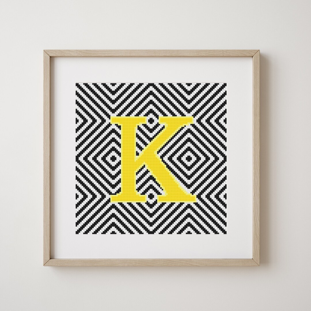 Patterned K Letter Letter K, Cross Stitch Alphabet Pattern, Monogram, Modern Decor ...