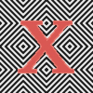 Letter X, Cross Stitch Alphabet Pattern, Coral, Monogram, Modern Decor ...
