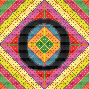 Letter O, Cross Stitch Alphabet Pattern, in Black on a Multicoloured ...