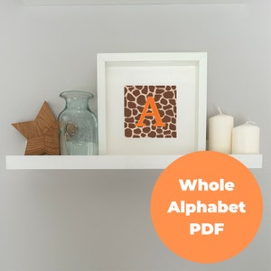 Giraffe print alphabet cross stitch pattern FULL ALPHABET