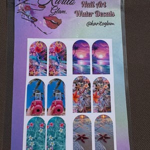 Summer Vibes Nail Art Water Decals Size M