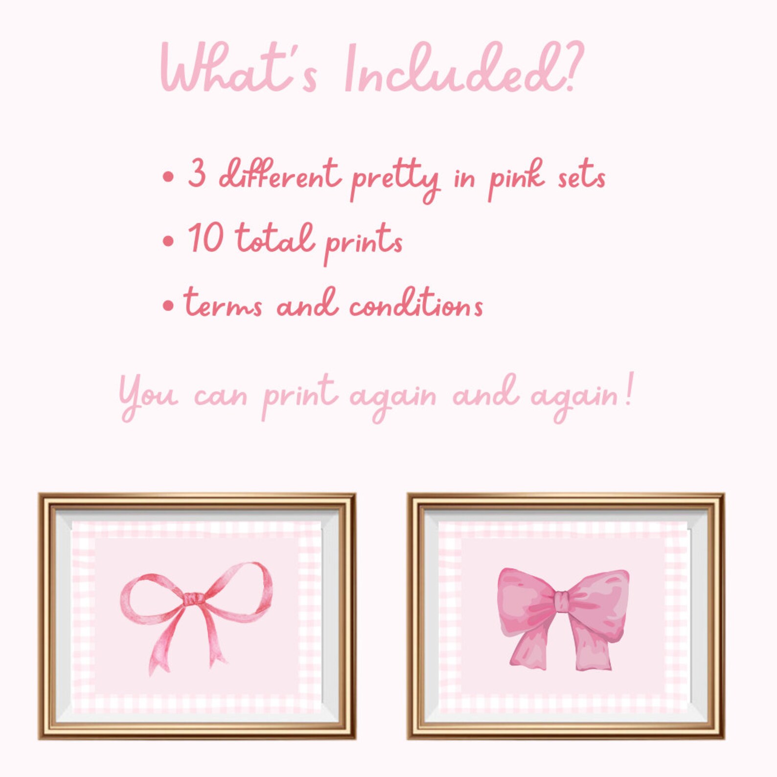 Pink Bow Wall Art, Pink Bow Printable Wall Art, Girls Nursery Wall Art ...
