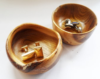a pair of natural edge mulberry trinket bowls