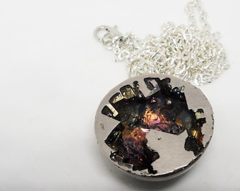 Bismuth crystal geode necklace