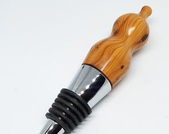 yew turned bottle stopper