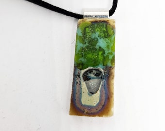 Fused glass necklace - reaction-7