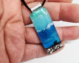 Fused glass necklace - landscape-14