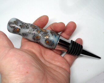 alder cone resin turned bottle stopper