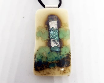 Fused glass necklace - reaction-25
