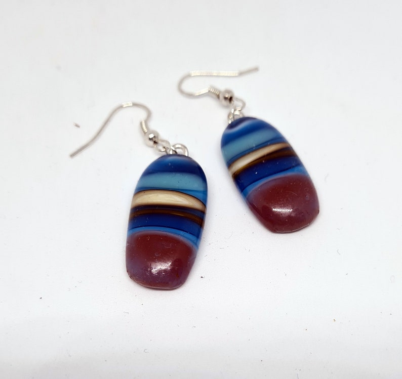 dangling fused glass earrings-1 image 2