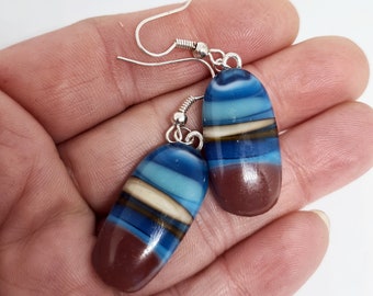 dangling fused glass earrings-1