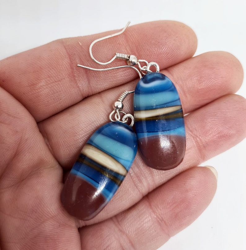 dangling fused glass earrings-1 image 1