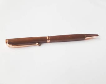 pen turned from hakia wood