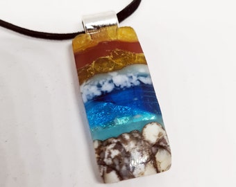 Fused glass necklace - landscape-17