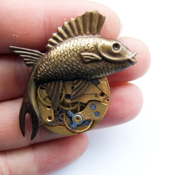 Custom Steampunk Fish Brooch Trucker Hat Steampunk Punk Fish Brooch - Etsy main image 3