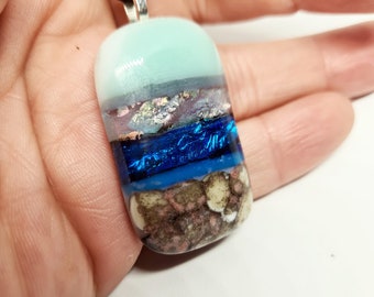 Fused glass necklace - landscape-18