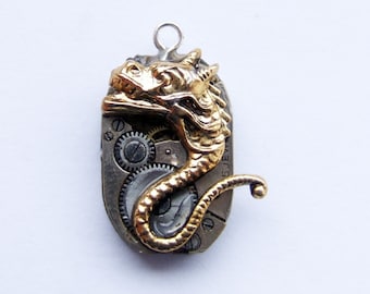 Medieval gargoyle steampunk pendant - 2