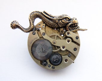 Steampunk gargoyle brooch