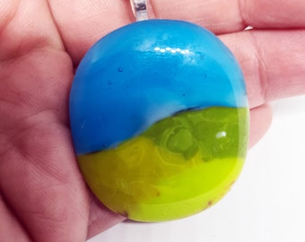 Fused glass necklace - landscape-13