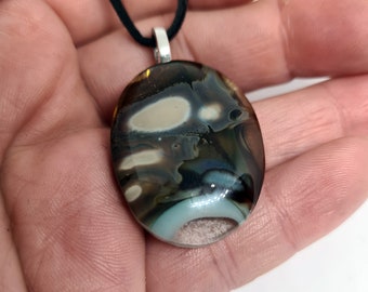 Fused glass necklace - reaction-29