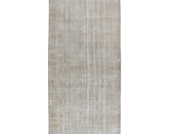 Tappeto vintage, 134x248 cm, tappeto turco in lana grigio stile sud-occidentale