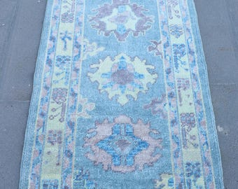Tappeto di 2,7 x 6,2 piedi, tappeto vintage turco decorativo, tappeto in lana blu