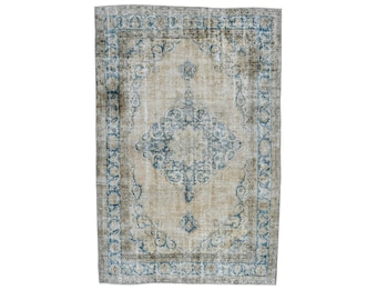 Alfombra turca vintage de estilo anatolia con diseño de medallón, decorativa, 1,96 x 3,08 m, grande, tejida a mano.