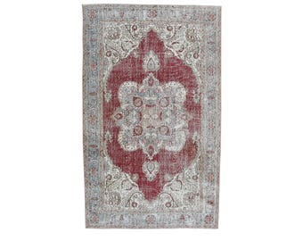 Alfombra turca vintage, alfombra medallón artesanal, estilo anatolia antiguo, 1,8 x 3 m, alfombra para sala de estar, decoración tradicional turca.