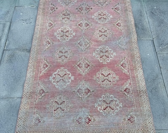 Türkischer 100x150cm Vintage Teppich, Roter Camouflage Teppich Wollteppich