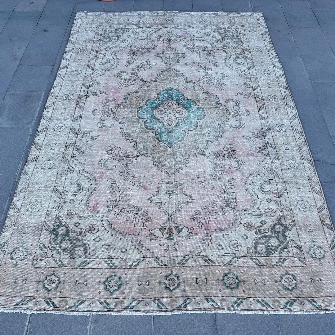 Vintage Rug, 6.3x9.2 Ft Large Rug, Gray Blue Wool Rug - Etsy