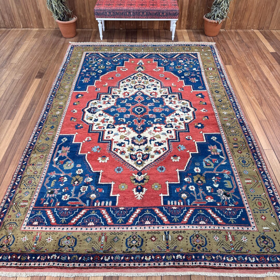 Turkish Rug, Vintage Rug, 7x11 Oversize Rugs, Rare Anatolian Rug