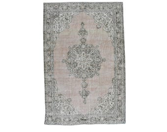 Alfombra turca vintage de 2,0 x 3 m, diseño de medallón grande, alfombra para sala de estar, alfombra oriental turca, alfombra antigua de lana