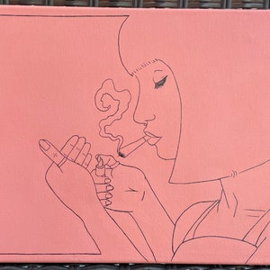 Stoner Girl Aesthetic - Pink Hand Painted Wall Decor