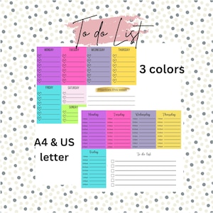 Simple To-Do-List Printable | Simple Task Organizer |Hourly to do list Printable | Checklist Colorful to do list |US Letter & A4