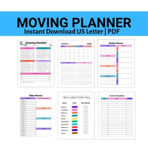 Moving Planner Planner, Moving Checklist Planner, Relocation planner, Moving binder, Moving labels, Moving Tracker