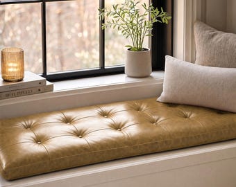 Fenster Leder Sitzbankkissen, Bankkissen nach Maß, Büffelleder Bankkissen Indoor
