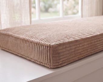 Custom Corduroy Bench Cushion, Washable Flat Bench Cushion, Window Bench Seat Cushion