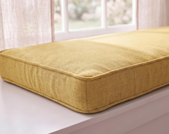 Custom Bench Cushion, Window Seat Cushion, Window Bench Cushion, Linen Seat Cushion, Flat Bench Cushion