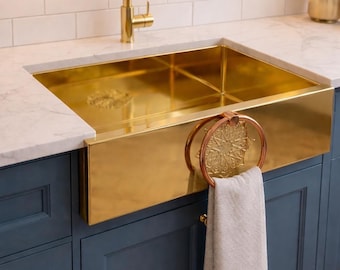 Fregadero de cocina de cobre hecho a mano, hecho a mano en Marrakech, Marruecos, grifos de latón, fregadero rústico