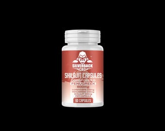 Cápsulas de Shilajit Silverback con infusión de Cordyceps y fenogreco (36 000 mg) - 60 cápsulas - 600 mg