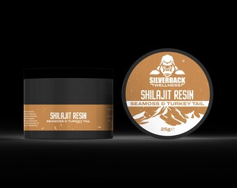 Resina de shilajit con infusión de musgo de espalda plateada y cola de pavo, 25 g
