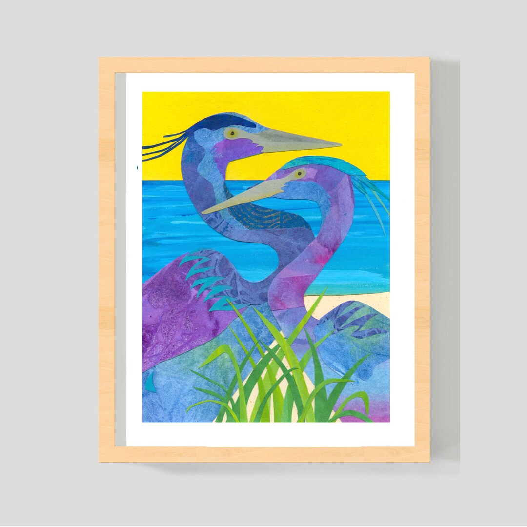 Herons Art Print Great Blue Herons 8 X 10 Inches Painted Etsy UK
