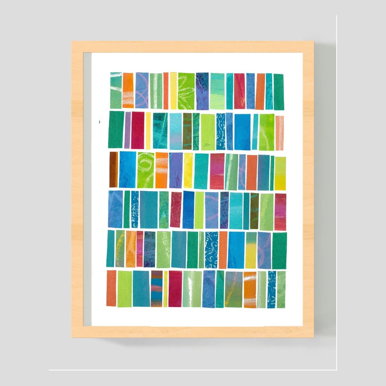 Abstract Art Print 'Colour Song' Abstract Painted Paper Collage 8x10 Print image 1