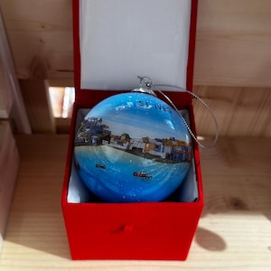 St Ives Cornwall Glass Hanging Christmas Bauble and Gift Box Quality Decoration Made Exclusively For Our Shop - The Blue Wave Co Ocean Wave